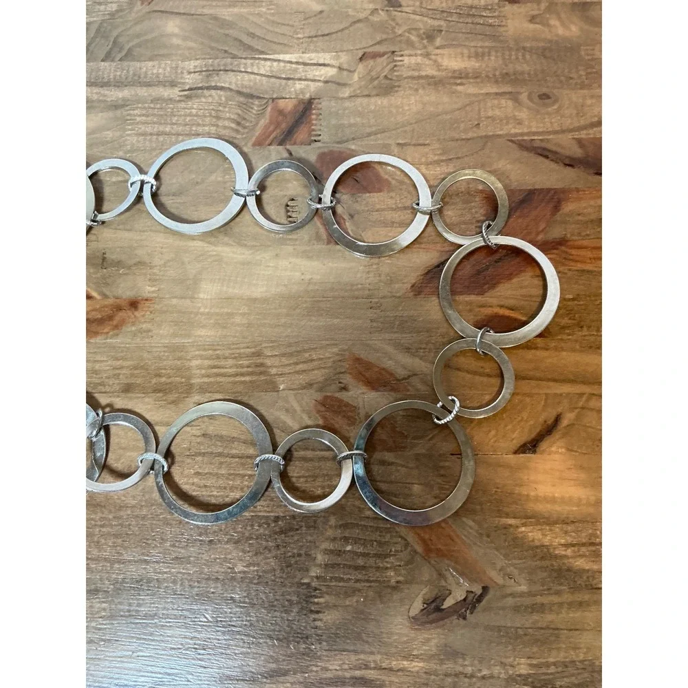 Chain Belt Women OS Silver Interlocking Ring Adjustable Y2K Boho